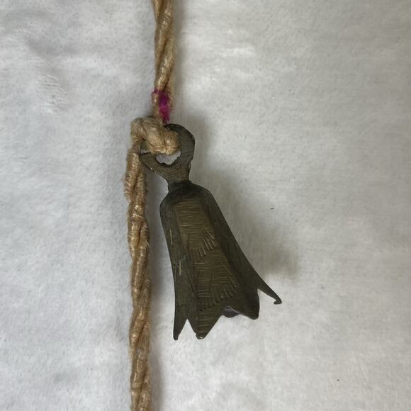 Vintage Rustic Handmade 6 Brass Wind Bells Charms On Rope Great Sound, India - Picture 5 of 11